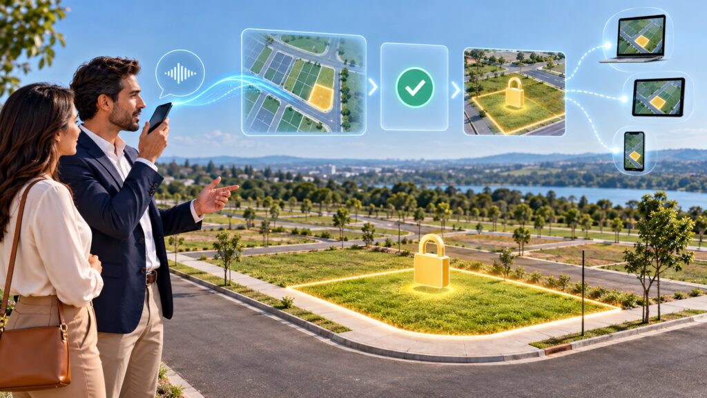 reserva de um lote por voz, com confirmação e atualização simultânea nos dispositivos